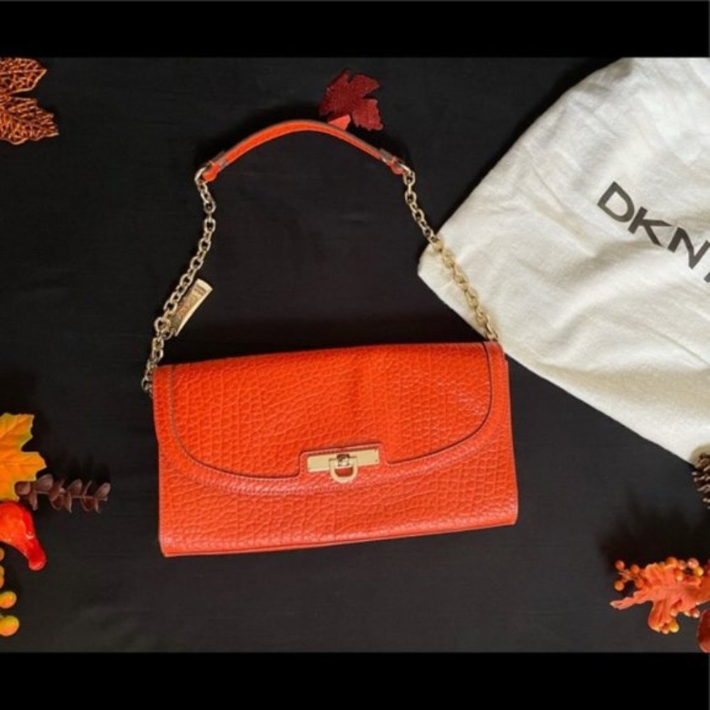 DKNY Beekman-French Grain Leather Shoulder bag Orange